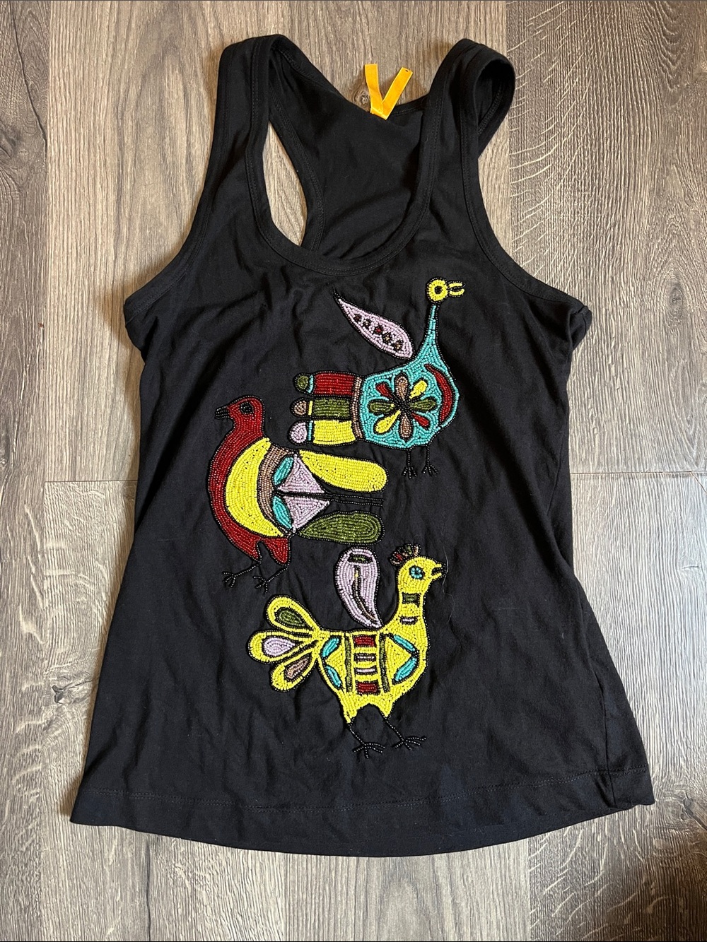 Zara Black Tank with Beaded  Detail Medium